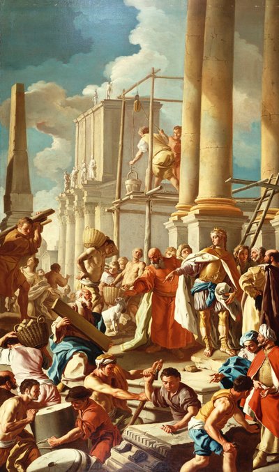 Anjou Róbert építi a Santa Chiara-templomot, Nápoly (olaj, vászon) alkotó: Francesco de Mura