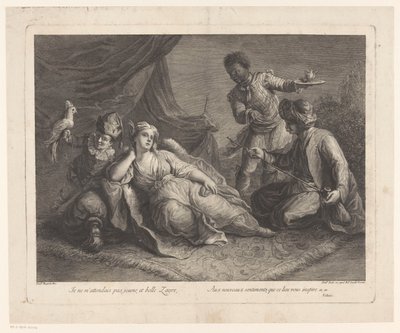 Nő feküdt egy szőnyegen Jelenetek Voltaire Zaire című drámájából (sorozat címe) alkotó: Francesco del Pedro