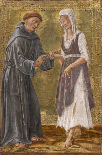 A szent csere Szent Ferenc és Lady Poverty Francesco di Giorgio Martini (1439-1501) között. Tempera a panelen alkotó: Francesco di Giorgio Martini