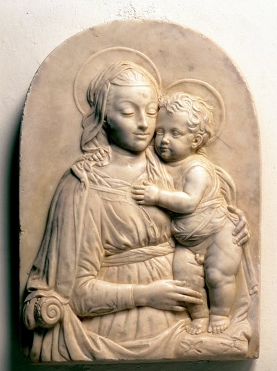 A Szűz a Gyermekkel. Márvány mélydombormű alkotó: Francesco di Simone da Fiesole Ferrucci