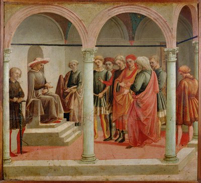 Tribunal jelenet (tempera fára) alkotó: Francesco di Stefano Pesellino