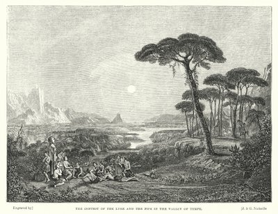 A líra és a pipa versenye a Tempe völgyében (metszet) alkotó: Francis (after) Danby