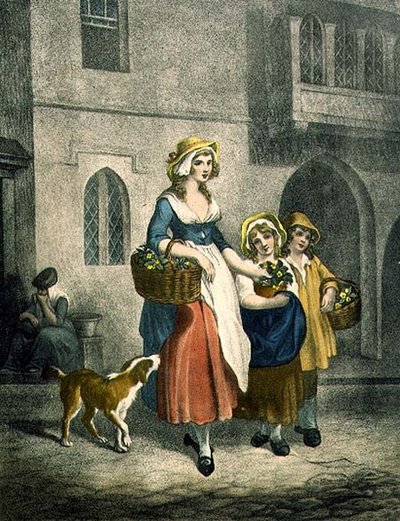 Két csomó egy fillért kankalin, két csokor egy fillér, 1. tábla a "Cries of London"-ból (nyomtatott) alkotó: Francis (after) Wheatley