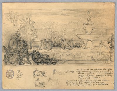 Tanulmány egy falfestmény vagy panel alkotó: Francis Augustus Lathrop