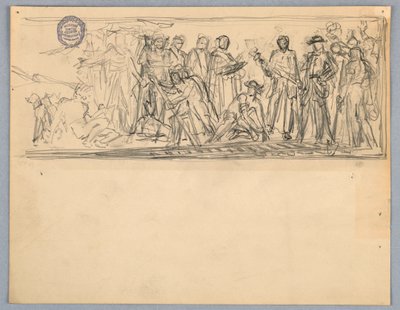 Tanulmány egy falfestmény vagy panel alkotó: Francis Augustus Lathrop