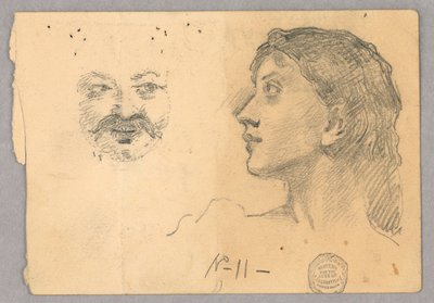 Női fej és egy arc alkotó: Francis Augustus Lathrop