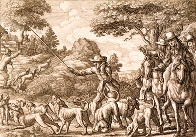 Nyúlvadászat, vésette Hollar Vencel, 1671 alkotó: Francis Barlow