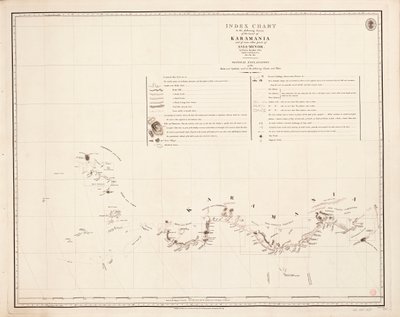 A Karamania partjainak következő felméréséhez tartozó mutatótábla alkotó: Francis Beaufort