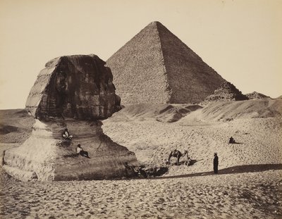 A Szfinx, a Nagy Piramis és két kisebb piramis, Ghizeh, Egyiptom alkotó: Francis Bedford