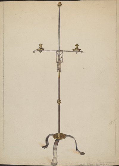 Vas és sárgaréz gyertyatartó alkotó: Francis Borelli