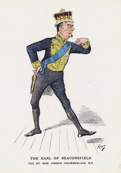 The Earl of Beaconsfield, The Rt Hon Joseph Chamberlain (színes litho) alkotó: Francis Carruthers Gould
