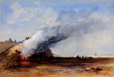 Egy régi csónak égése, 19. század. alkotó: Francis Danby