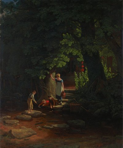 Gyermekek egy patak mellett alkotó: Francis Danby