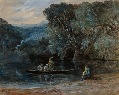 Folyói jelenet csónakkal és figurákkal, 1825 körül alkotó: Francis Danby