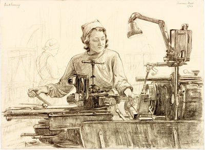 Fejforgatás (kréta és ceruza papíron) alkotó: Francis Dodd