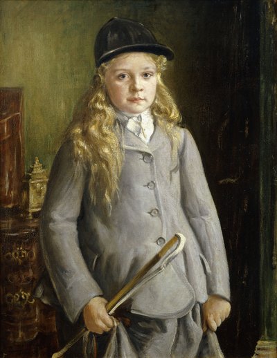Egy lány portréja, félhosszúságban, lovaglóruhában alkotó: Francis Dodd