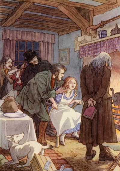 Illusztráció Charles Dickens A tücsök a tűzhelyen című könyvéhez (színes litográfia) alkotó: Francis Donkin Bedford