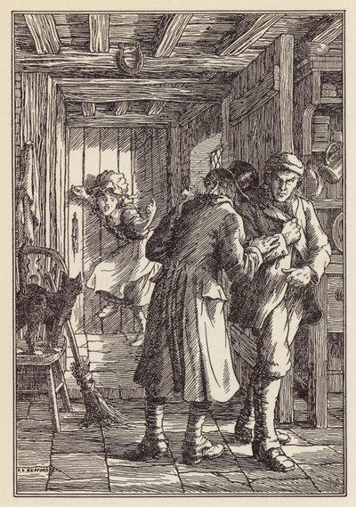 Illusztráció Charles Dickens A tücsök a tűzhelyen című könyvéhez (színes litográfia) alkotó: Francis Donkin Bedford