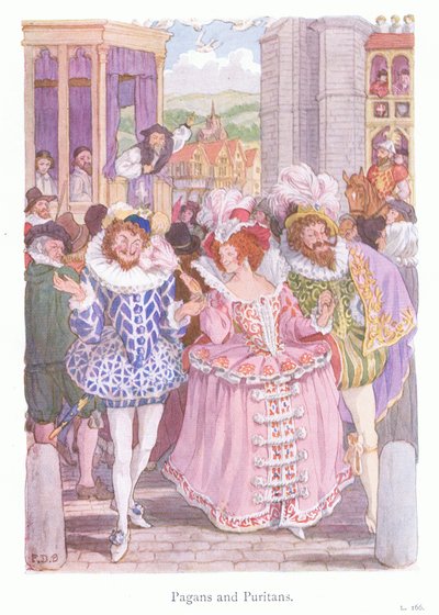 Pogányok és puritánok (színes litográfia) alkotó: Francis Donkin Bedford