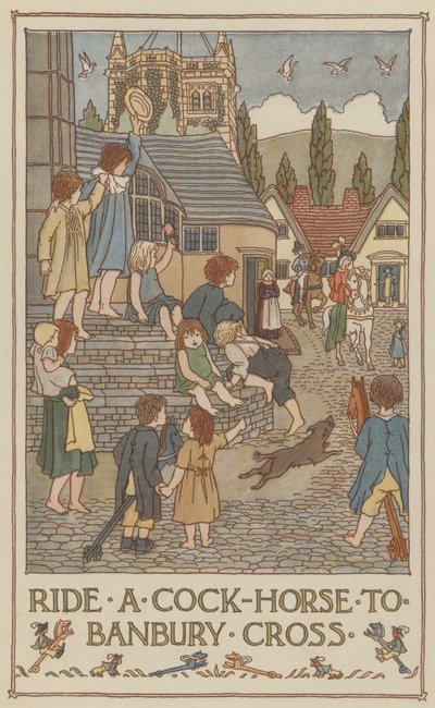 Kakaslovaglás a Banbury Crosshoz (színes lithó) alkotó: Francis Donkin Bedford