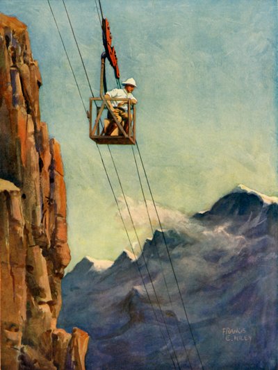 „Mérnökök dolgoznak egy hegyi kötélpályán”, 1930. alkotó: Francis E Hiley