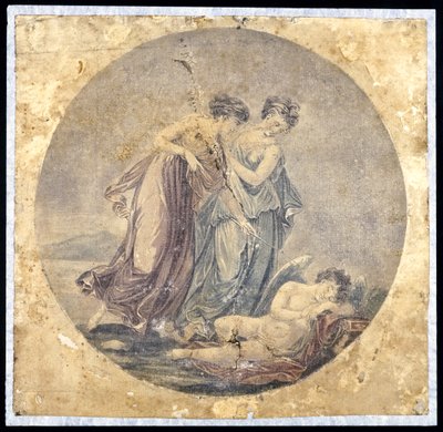 Graces Awakening Cupido, Benjamin West (1738-1820) festménye nyomán 1778-81 (mechanikus festmény) alkotó: Francis Eginton
