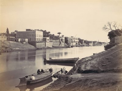 A Nílus partja Kairóban, kb. 1857, nyomtatott 1870-es években. alkotó: Francis Frith