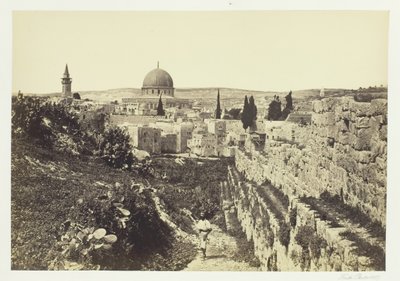 Omar városfala és mecsete, Jeruzsálem, 1857. alkotó: Francis Frith