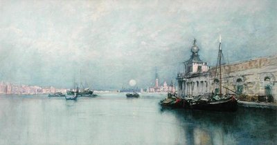 Holdkelte a Canal Grandén (akvarell papíron) alkotó: Francis Hopkinson Smith