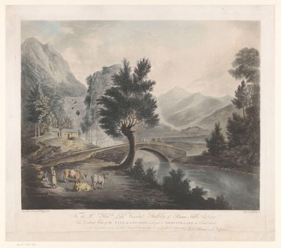 Kilátás a Keswick-tóra a Lodore-vízeséssel Távoli kilátás Lowdore esésére a cumberlandi Keswick-tó egy részével (cím a tárgyon) alkotó: Francis Jukes