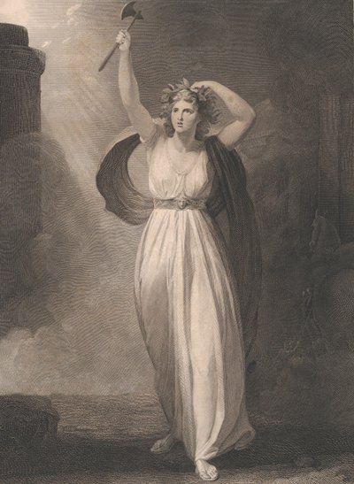 Cassandra Raving Shakespeare, Troilus és Cressida, 2. felvonás,..., először 1795-ben adták ki, újra kiadták 1852-ben. alkotó: Francis Legat