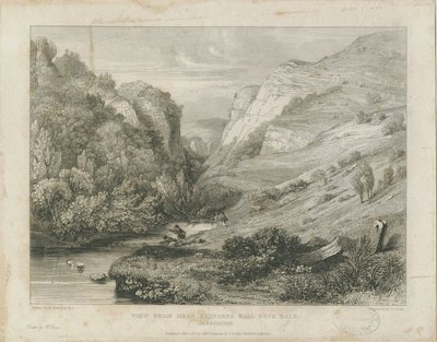 Dovedale - tájkép: metszet, nd [c 1823] (nyomtatás) alkotó: Francis Legatt Chantrey