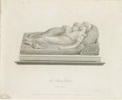 Lichfield katedrális – „Az alvó gyerekek”: metszet, és [XIX. század] alkotó: Francis Legatt Chantrey