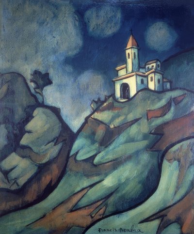 Hegyvidéki táj templommal alkotó: Francis Picabia