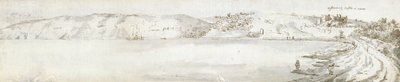 Oystermouth kastély, 1678 körül (akvarell és barna tinta, papír) alkotó: Francis Place