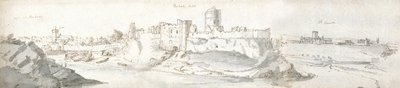 Pembroke Castle, 1678 körül (akvarell és barna tinta, papír) alkotó: Francis Place
