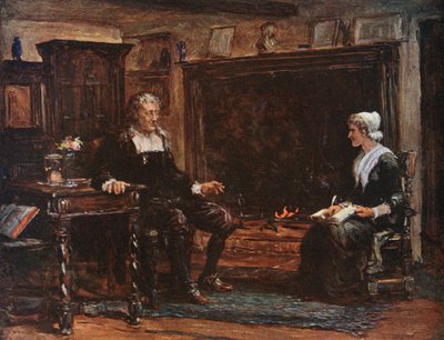 Milton a nyaralójában, a Paradise Regained diktálásával alkotó: Francis S. Walker