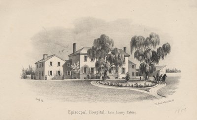 Episcopal Hospital, litho by P.S. Duval und Son, 1856 alkotó: Francis Schell