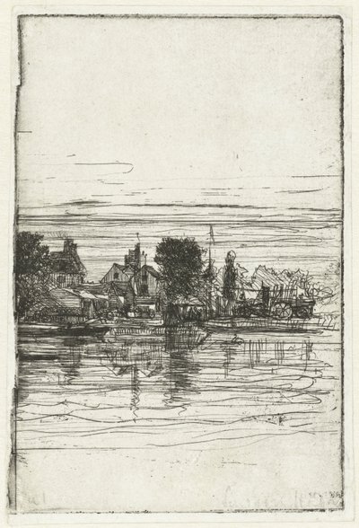 Falu a vízen Temze oldala alkotó: Francis Seymour Haden (Sir) (signed by artist)