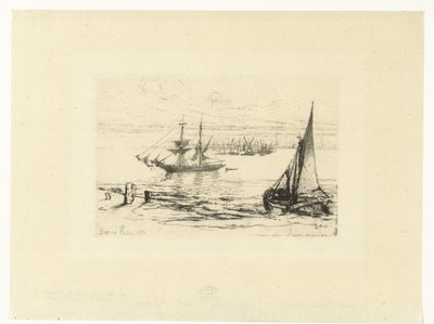 Egy hajó horgonyban Egy brig a horgonyban alkotó: Francis Seymour Haden (Sir) (signed by artist)