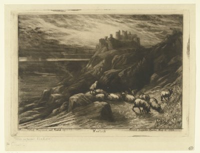 Harlech kastély Walesben Harlech (cím az objektumon) alkotó: Francis Seymour Haden (Sir) (signed by artist)