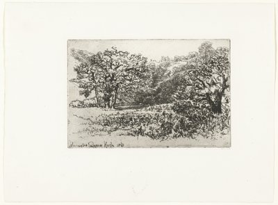 Táj állatcsordával A csorda Werington (cím az objektumon) alkotó: Francis Seymour Haden (Sir) (signed by artist)
