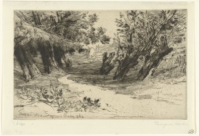 Pad langs het víz A szerelmesek sétája Thames Ditton (cím az objektumon) alkotó: Francis Seymour Haden (Sir) (signed by artist)
