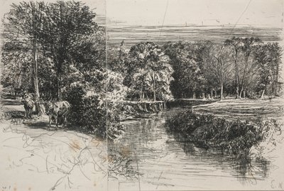 Dundrum folyó és a két szamár, 1863. alkotó: Francis Seymour Haden