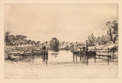 Egham Lock, 1859. alkotó: Francis Seymour Haden