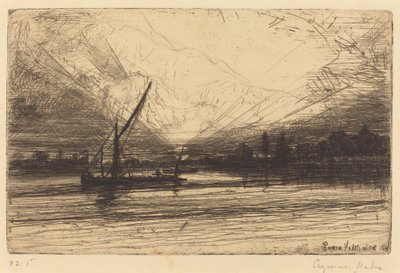 Naplemente a Temzén alkotó: Francis Seymour Haden