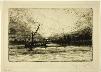 Naplemente a Temzén alkotó: Francis Seymour Haden