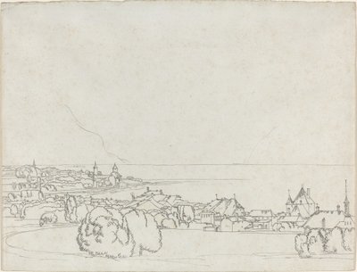 Vevey kilátása a La Tour de Peilzzel a távolban alkotó: Francis Towne