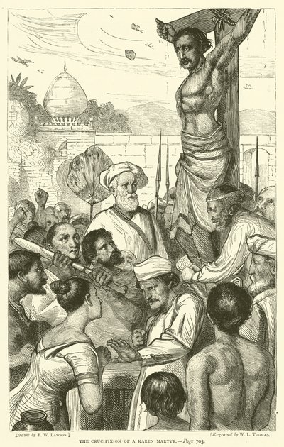 Egy Karen mártír keresztre feszítése alkotó: Francis Wilfred Lawson