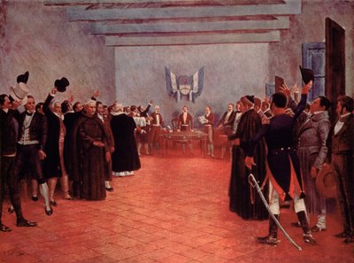 Tucuman Kongresszusa, Argentína függetlenségi nyilatkozata Spanyolországtól 1816-ban (színes litó) alkotó: Francisco (after) Fortuny